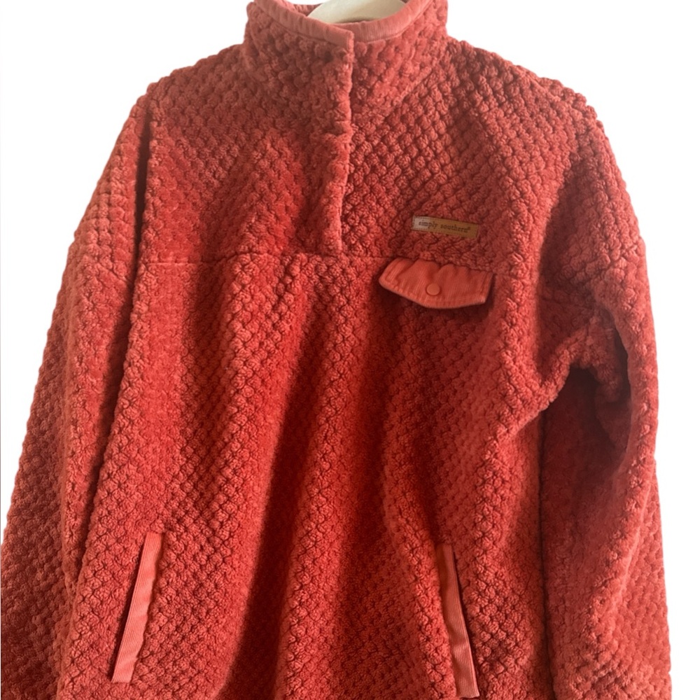 Simply Southern Woman’s Size XL Spice Orange Sherpa Fleece Pullover Jacket